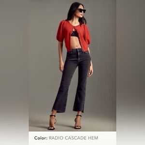 Frame Denim Le Crop Radio Cascade Hem Mini Boot Jean Size 26